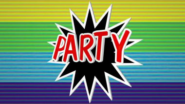 Renkli arkaplana karşı parti komedi sanatı metni