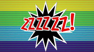 ZZZZZZ comic pop art text against colorful background.	
