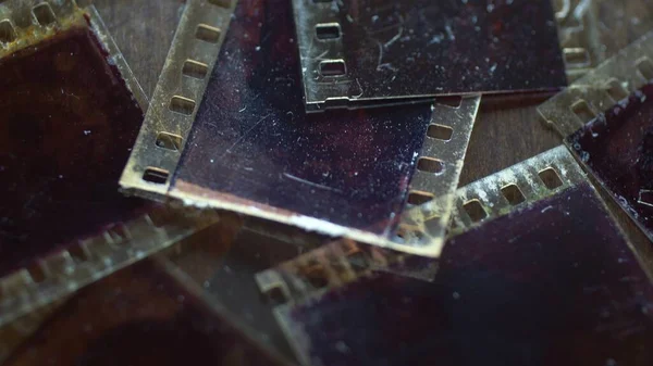 Close up of old vintage slide films shallow depth of field