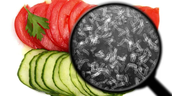 Poszukiwanie Bakterii Warzywach — Zdjęcie stockowe