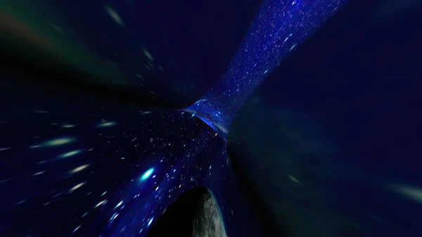 Viajar Através Túnel Warp Wormhole Através Espaço — Fotografia de Stock
