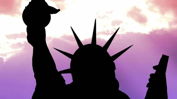 Estatua Libertad Ciudad Nueva York Contra Las Nubes — Foto de Stock