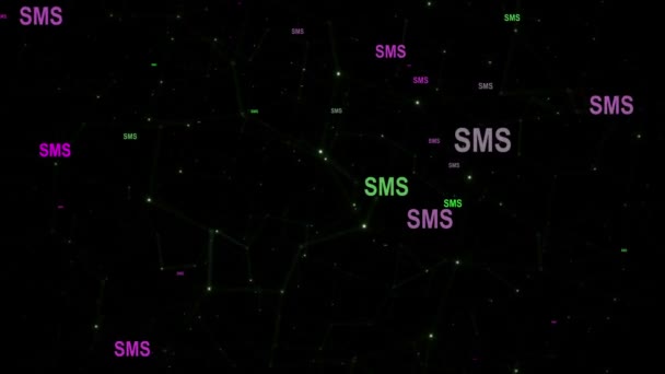 SMS tekst tegen abstracte bewegingsachtergrond — Stockvideo