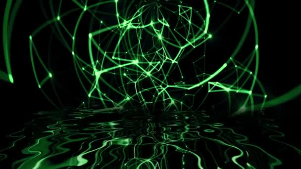 Abstracte plexus-technologie reflecteert in water — Stockvideo