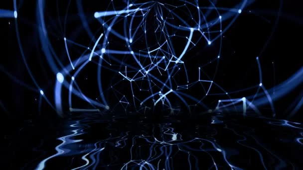Abstracte plexus-technologie reflecteert in water — Stockvideo