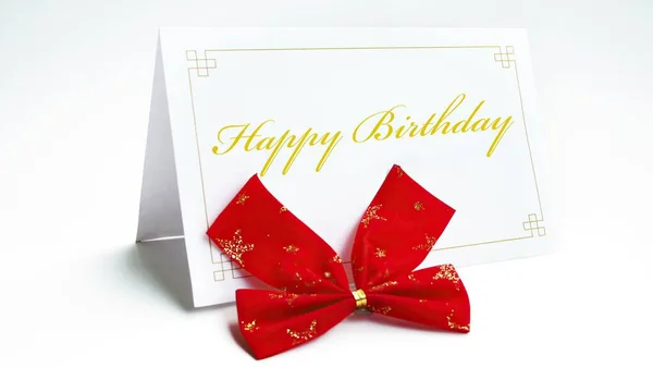 Texto Aniversário Feliz Cartão Greeteng Com Arco — Fotografia de Stock