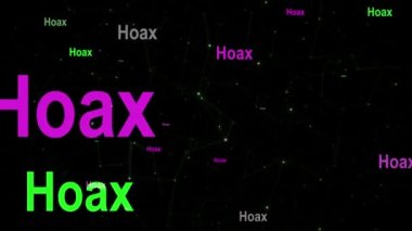 Hoax text against abstract motion background