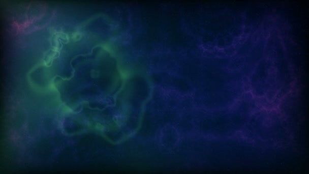 Космический полет в звездное поле в облаках галактики и туманности молнии — стоковое видео