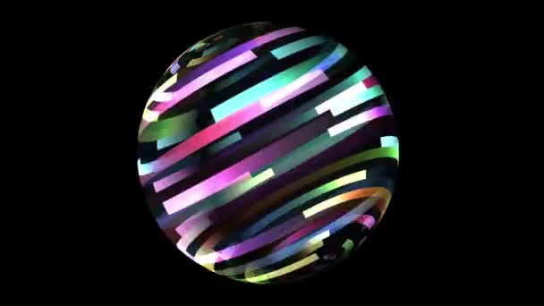 Listras coloridas na esfera rotativa — Vídeo de Stock