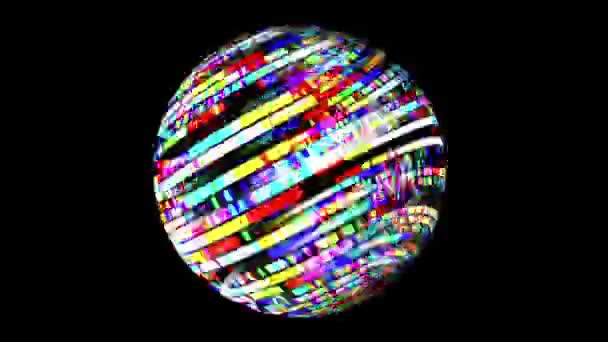 Píxeles de colores en la esfera giratoria — Vídeo de stock