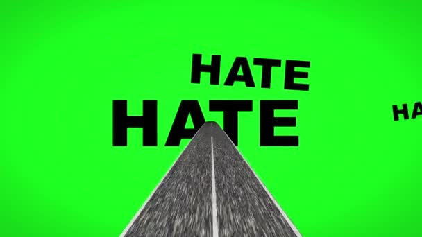 Kör genom världen av hat och våld på grön skärm — Stockvideo