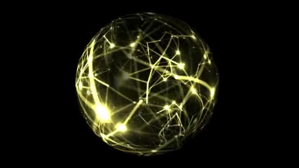 Technologie Wetenschap en aansluiting op roterende bol — Stockvideo