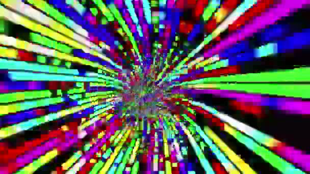 Attraversando il tunnel dei raggi di luce colorati — Video Stock