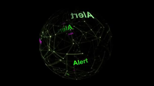 Alert concept on rotating sphere — Stock Video