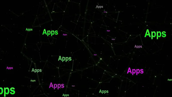 ネットワーク背景に対するアプリテキスト — ストック写真