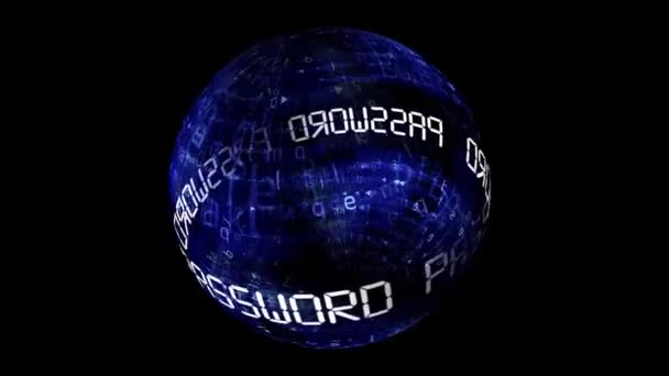 Концепция пароля для вращающейся сферы — стоковое видео
