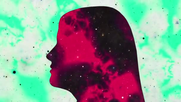 Portrait coloré surréaliste de silhouette de femme — Video
