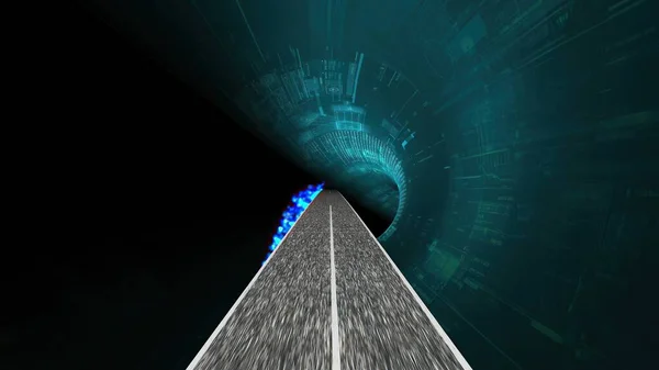 驾车穿过高科技隧道 — 图库照片
