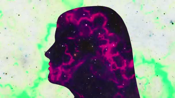 Surreal Colorful Portrait of Woman silhouette — Stock Video