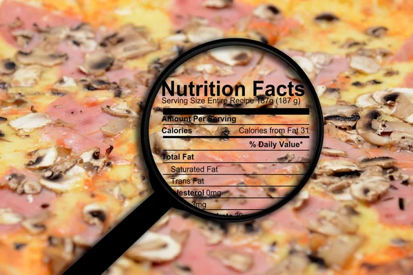 Pizza nutrition fakta — Stockfoto