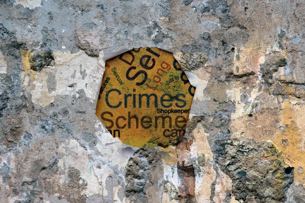 Mots de crime sur le mur de grunge — Photo