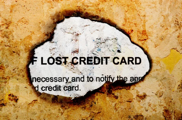 Lost credit card text on grunge background — Stock Photo, Image