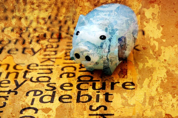 Piggy bank em conceito de texto seguro — Fotografia de Stock