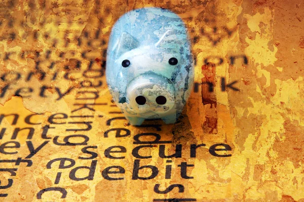 Piggy bank em conceito de texto seguro — Fotografia de Stock