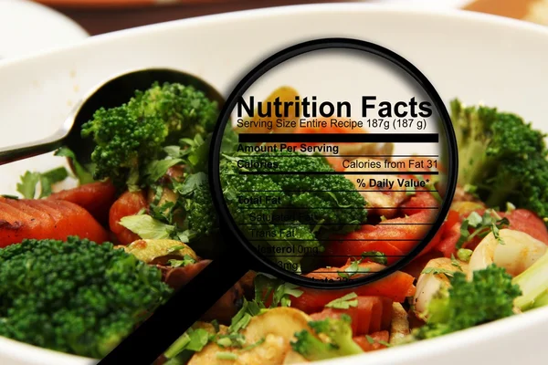 Nutrition facts on fresh salad — Stock Photo, Image