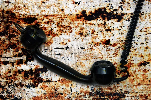 Černý vintage telefonní sluchátko — Stock fotografie