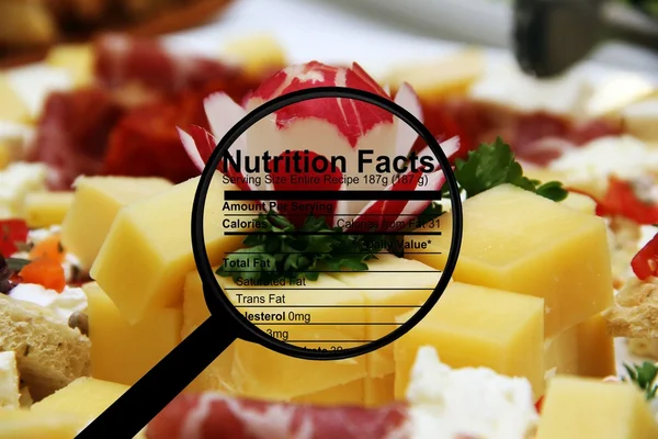 Cheese and nutrition facts — Stock Photo, Image