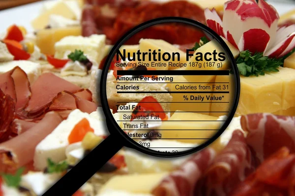 Nutrition facts on food — Stock Photo, Image