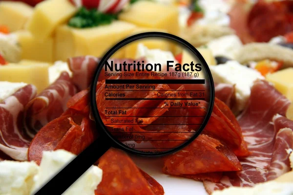 Nutrition facts on food — Stock Photo, Image