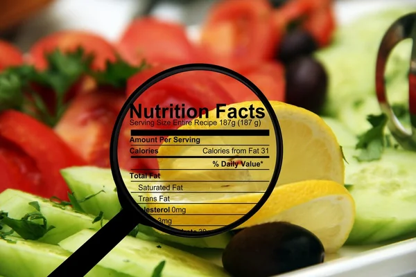 Nutrition facts on fresh salad — Stock Photo, Image