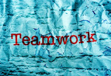 Grunge arkaplanı üzerine takım çalışması metni