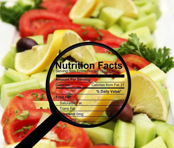 Nutrition facts on fresh salad — Stock Photo, Image