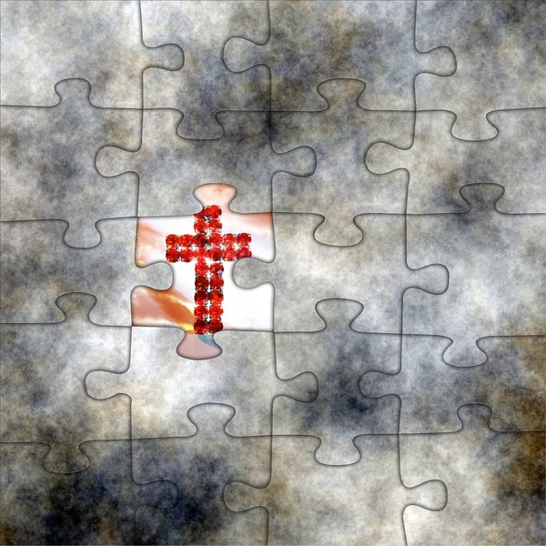 Cross and puzzle concept — Stock Photo, Image