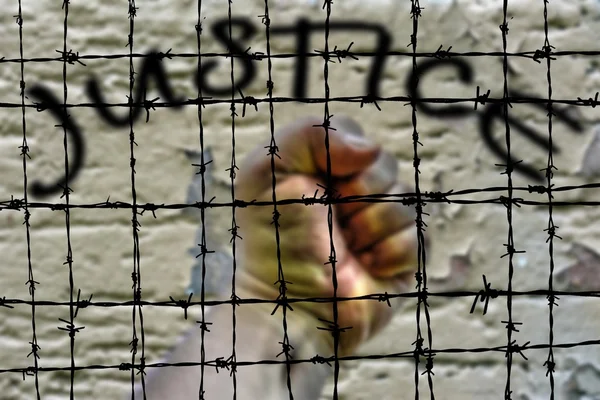 Justice nad Barbwire concept — Stock Photo, Image