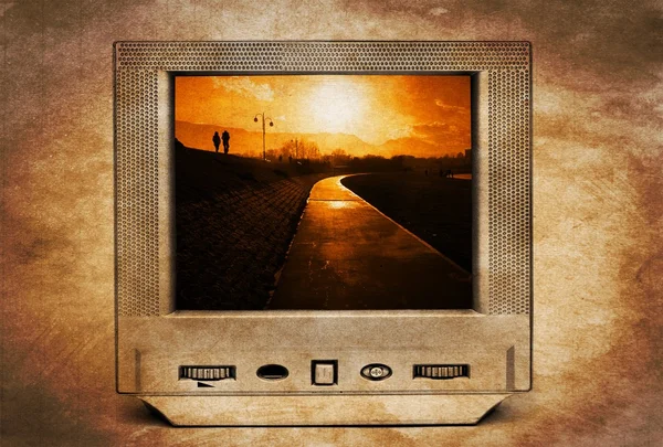 Road to nowhere on TV — Stock Photo, Image