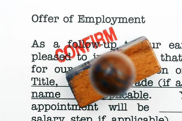 Oferta zatrudnienia - potwierdzenie — Zdjęcie stockowe