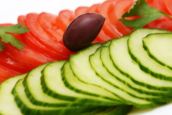 Cucumber and tomato salad — Stock Photo, Image