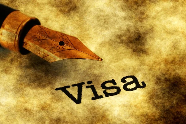 Visa texto y pluma estilográfica — Foto de Stock