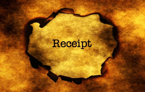 Receipt on burning  paper hole — Stok fotoğraf