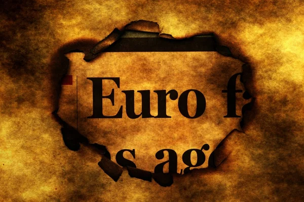 Euro and burning paper hole — Stock Photo, Image