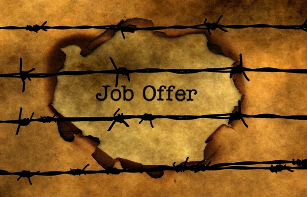 Job offer concept against barbwire — Stock Photo, Image