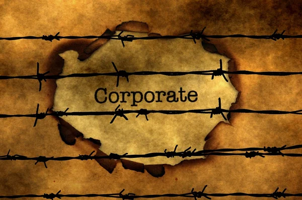 Corporate concept against barbwire — Stock Photo, Image