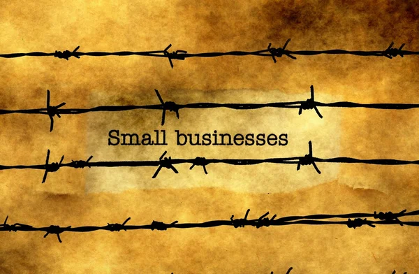 Conceito de pequenas empresas contra o arame farpado — Fotografia de Stock