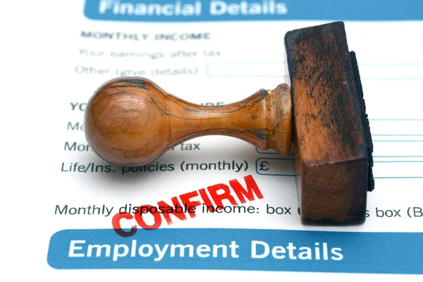 Sysselsättning formulär bekräfta — Stockfoto