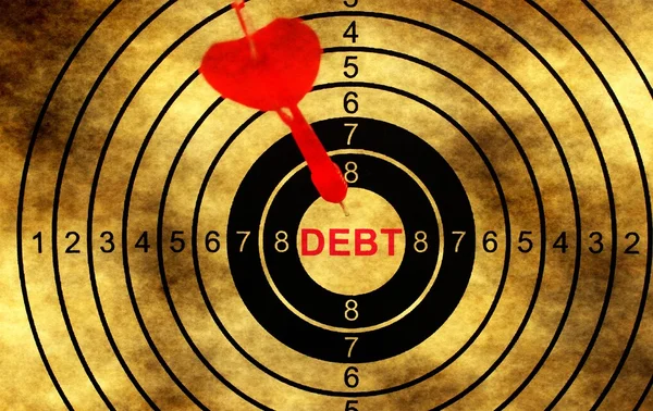 Debt target on grunge background — Stock Photo, Image