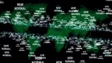 Dijital Stil Grafiksel Görselleştirmedeki Dünya çapındaki Yeni Normal Mesajın Küresel Haritası
